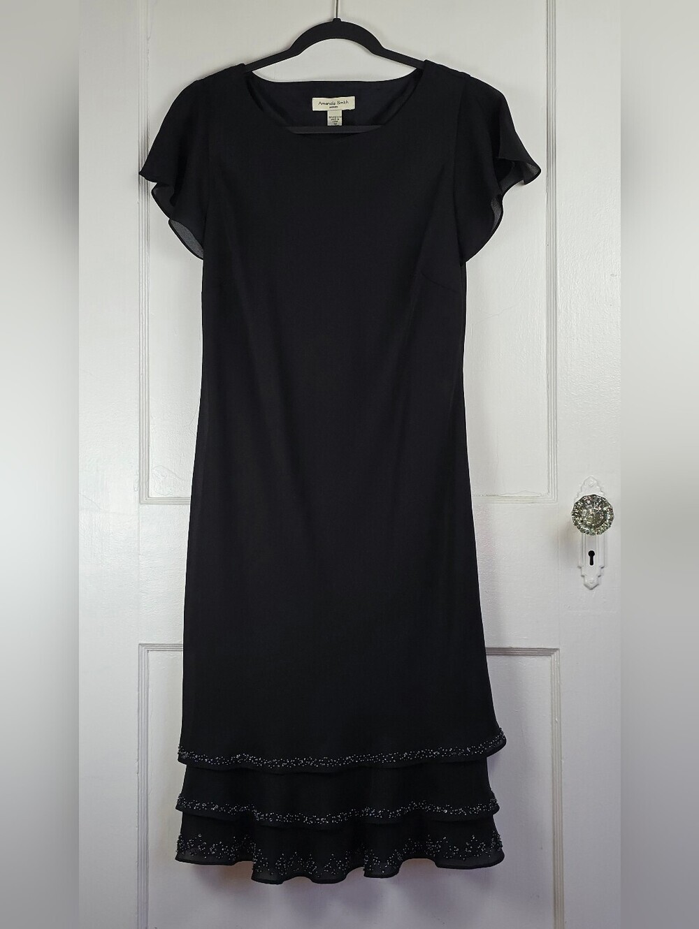 Amanda Smith Black Chiffon Beaded Evening Dress 12